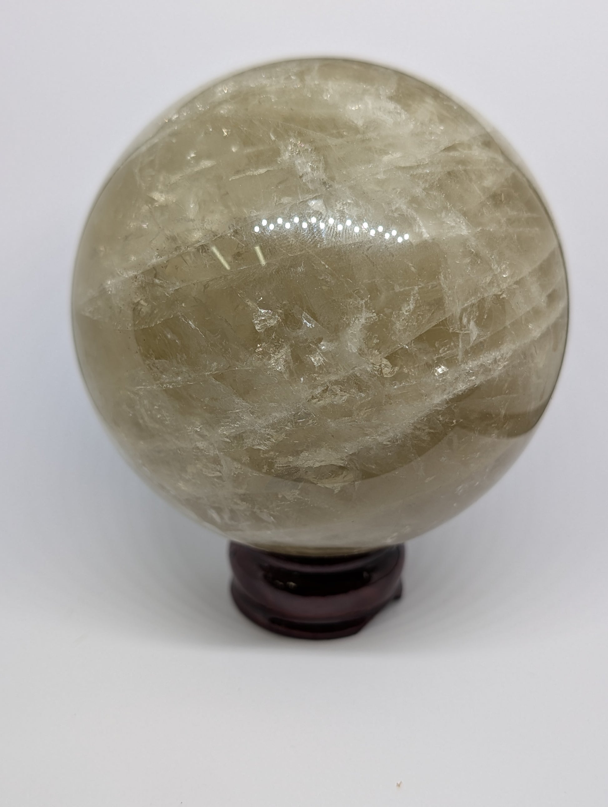 Crystal ball on a stand against a white background
