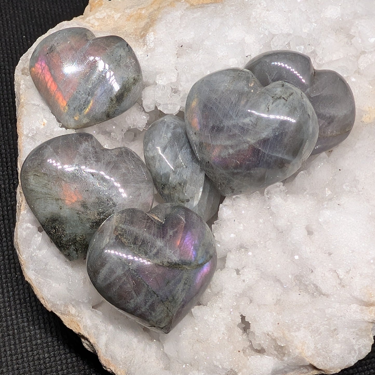 Flashy Purple Labradorite Hearts