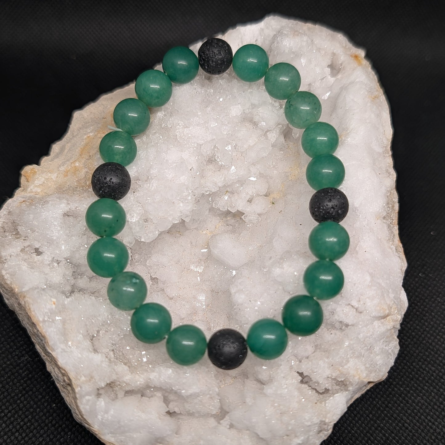Green Aventurine Lava Stone Bracelet