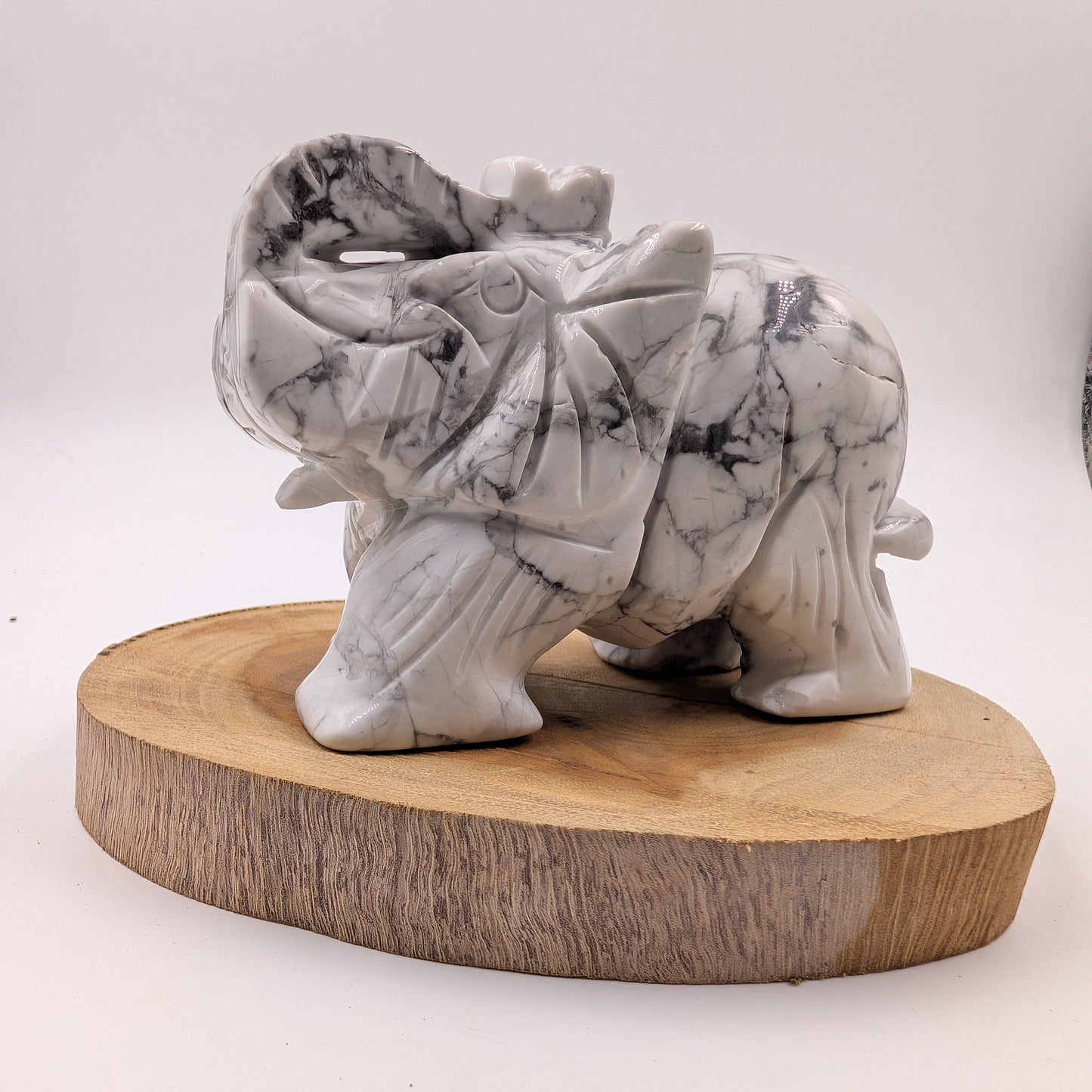 Large White Howlite Elephant