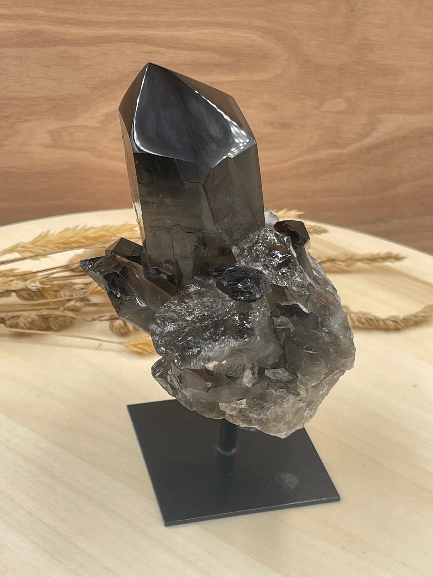 Smoky Quartz Point On Stand