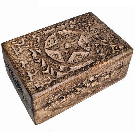 Pentacle Wooden Storage Box 15cm X 10cm
