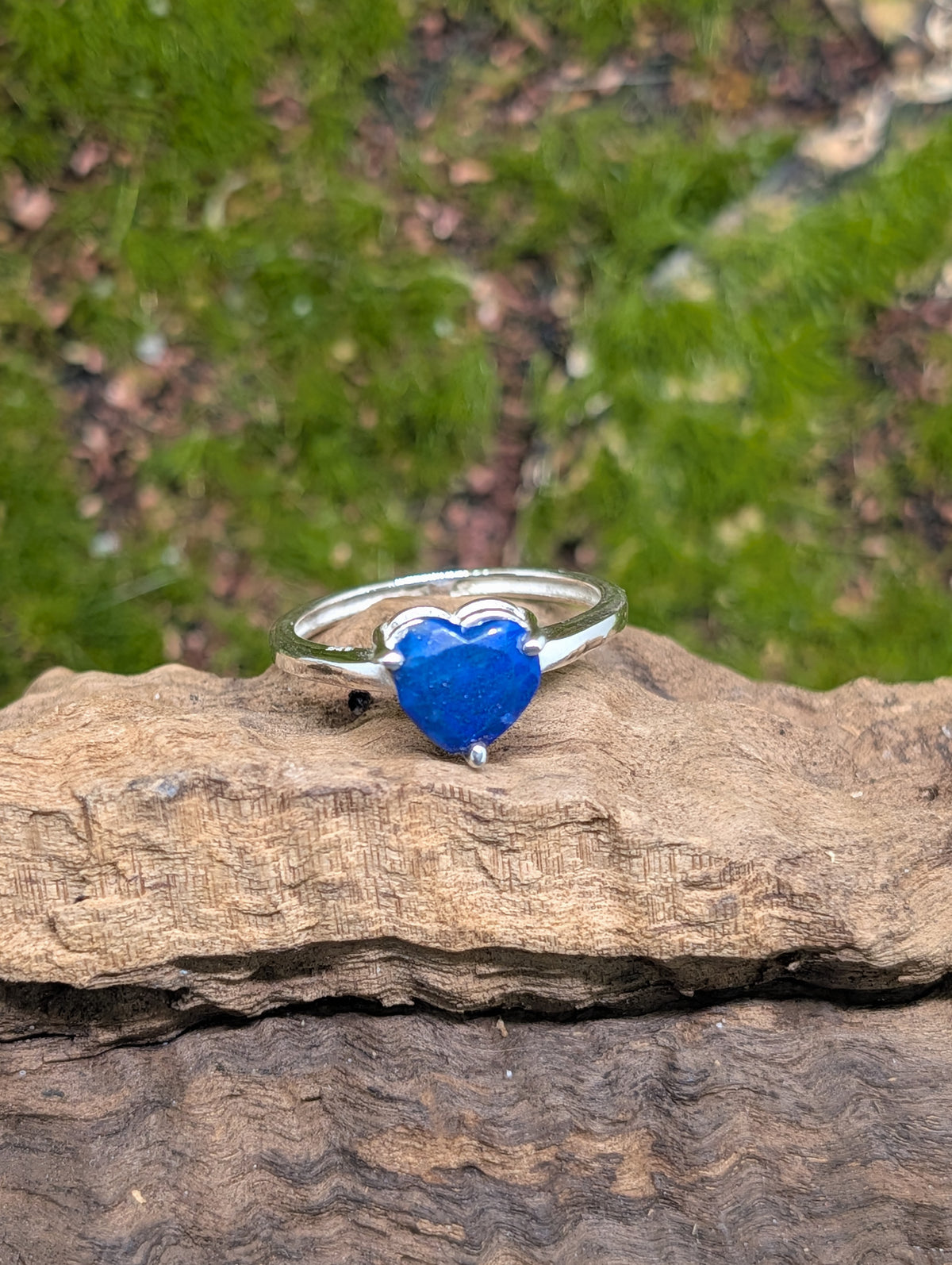 Lapis Lazuli Heart Shaped Sterling Silver Rings