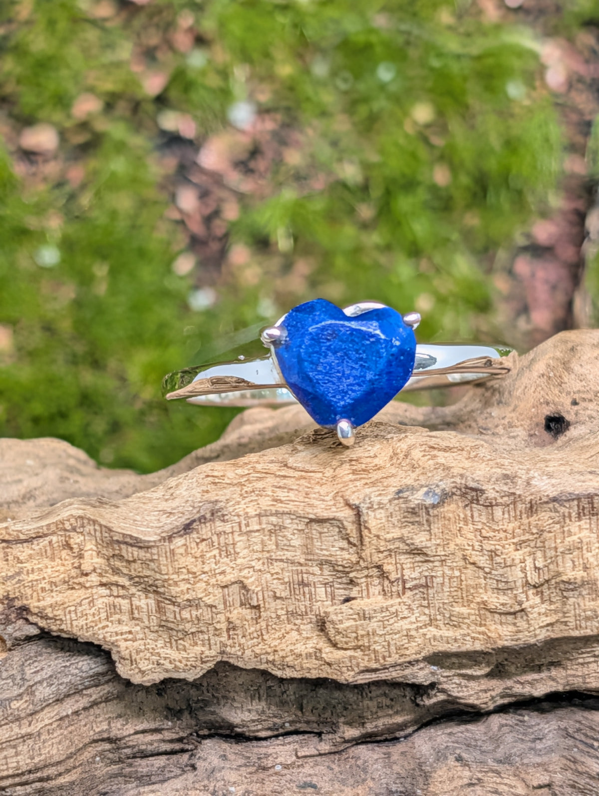 Lapis Lazuli Heart Shaped Sterling Silver Rings
