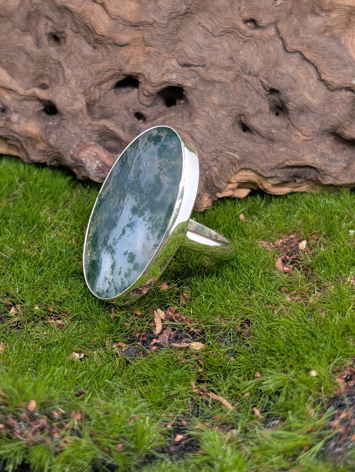 Moss Agate Sterling Silver Rings