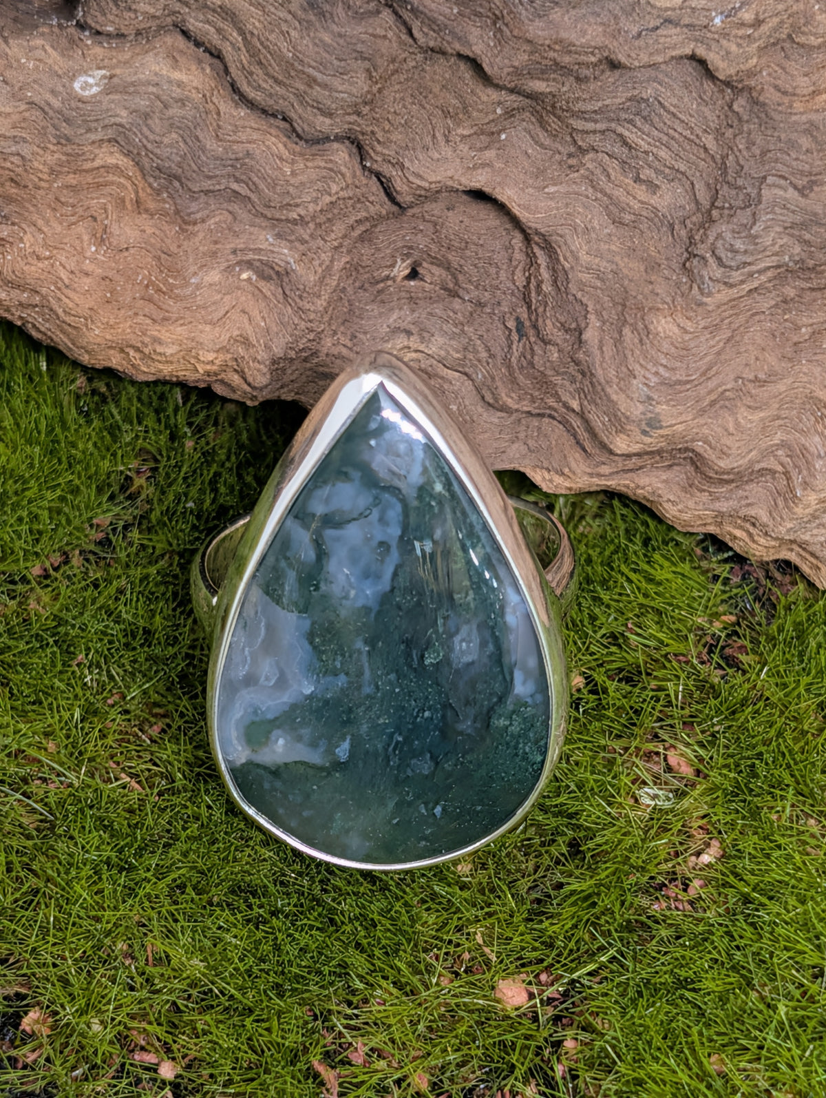 Moss Agate Sterling Silver Rings