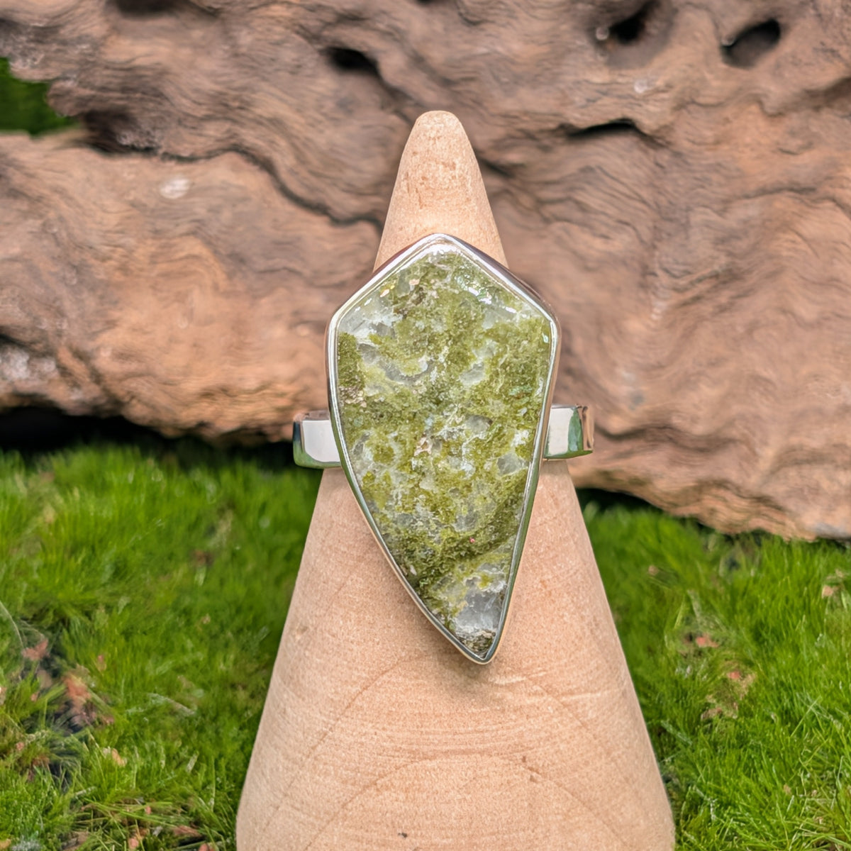 Unakite Sterling Silver Ring (Size 7)