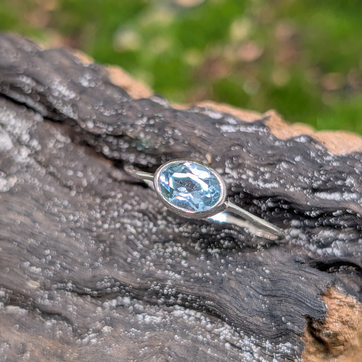 Blue Topaz Sterling Silver Ring Size (9)