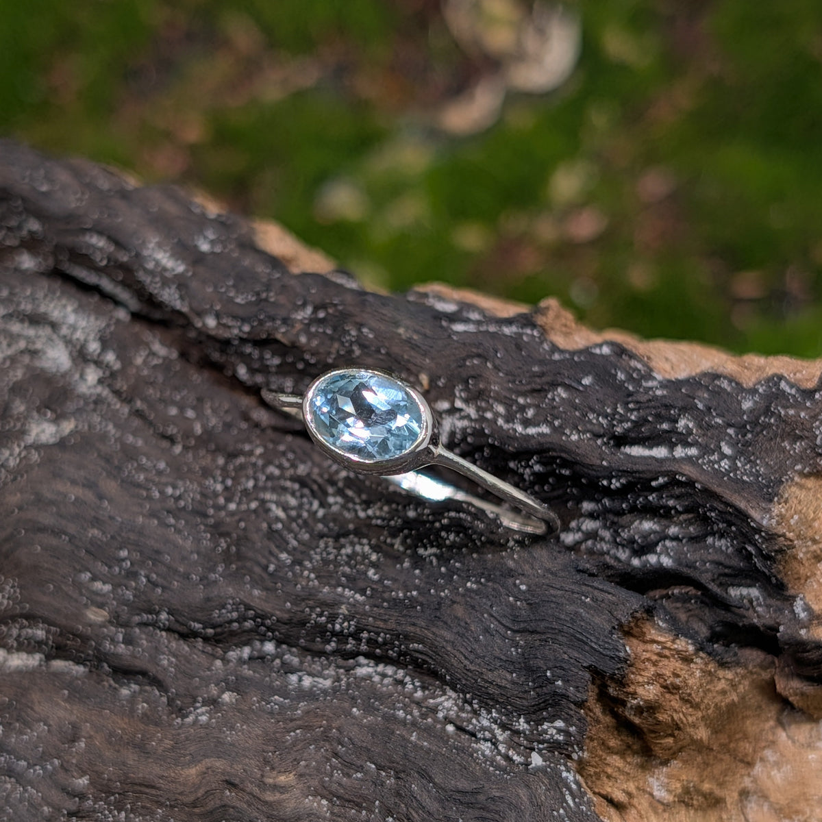 Blue Topaz Sterling Silver Ring Size (9)