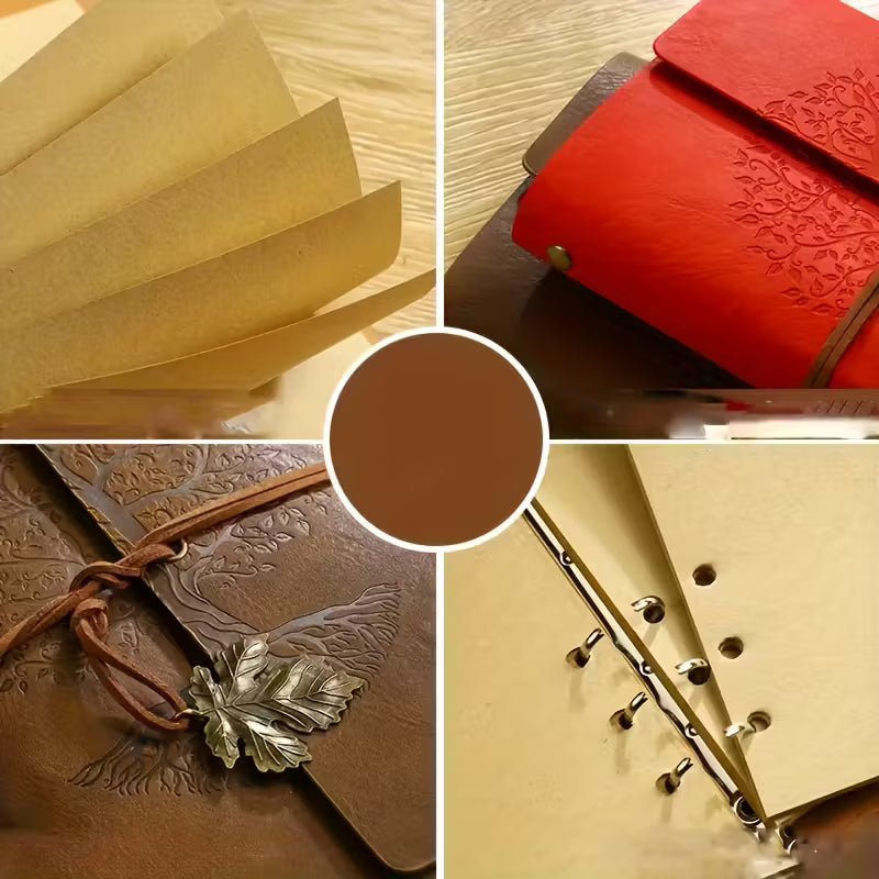 8pcs Vintage Spiral Notebook and Black Golden Pen Set