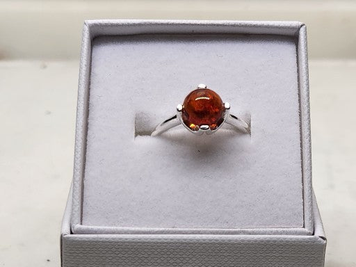 Amber Sterling Silver Ring