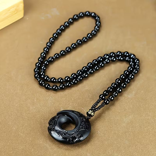 Black Obsidian Pendant and Necklace