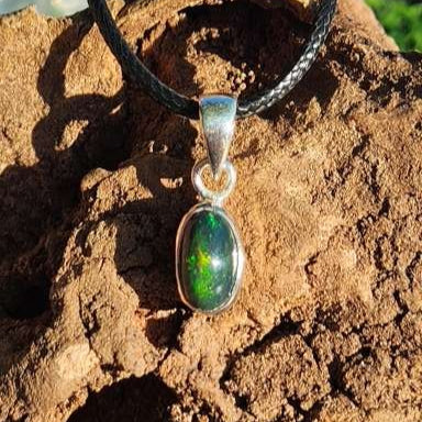 Black Opal Sterling Silver Pendant