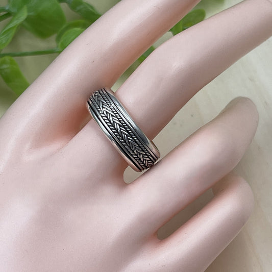 Unisex Braided Sterling Silver Ring