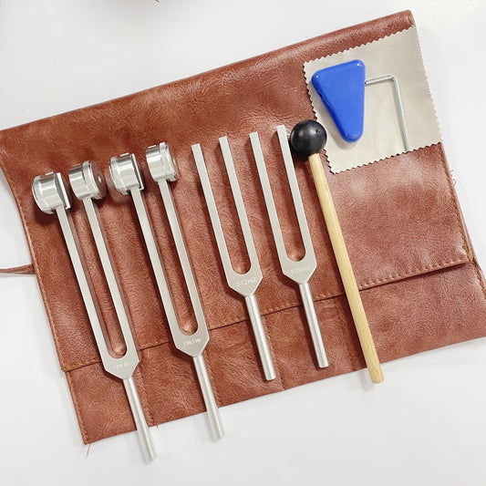 5pcs Tuning Fork Set, Sound Relax Tuning Forks (128Hz, 136.1Hz, 512Hz 528Hz)