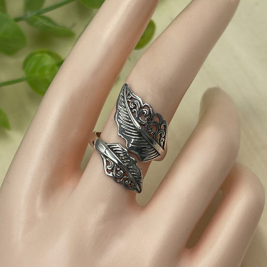 Filigree Wrap Around Leaf Sterling  Silver Ring
