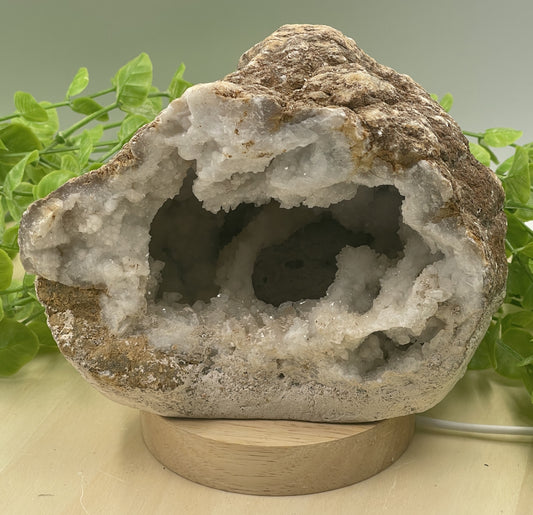 Natural Calcite Geode Lamp With Led Light Base