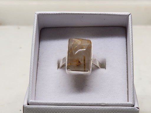 Golden Rutilated Quartz Sterling Silver Ring