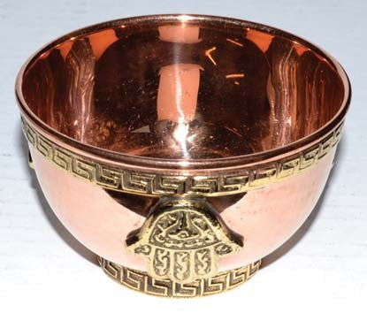 Hamsa Hand Copper Offering Bowl