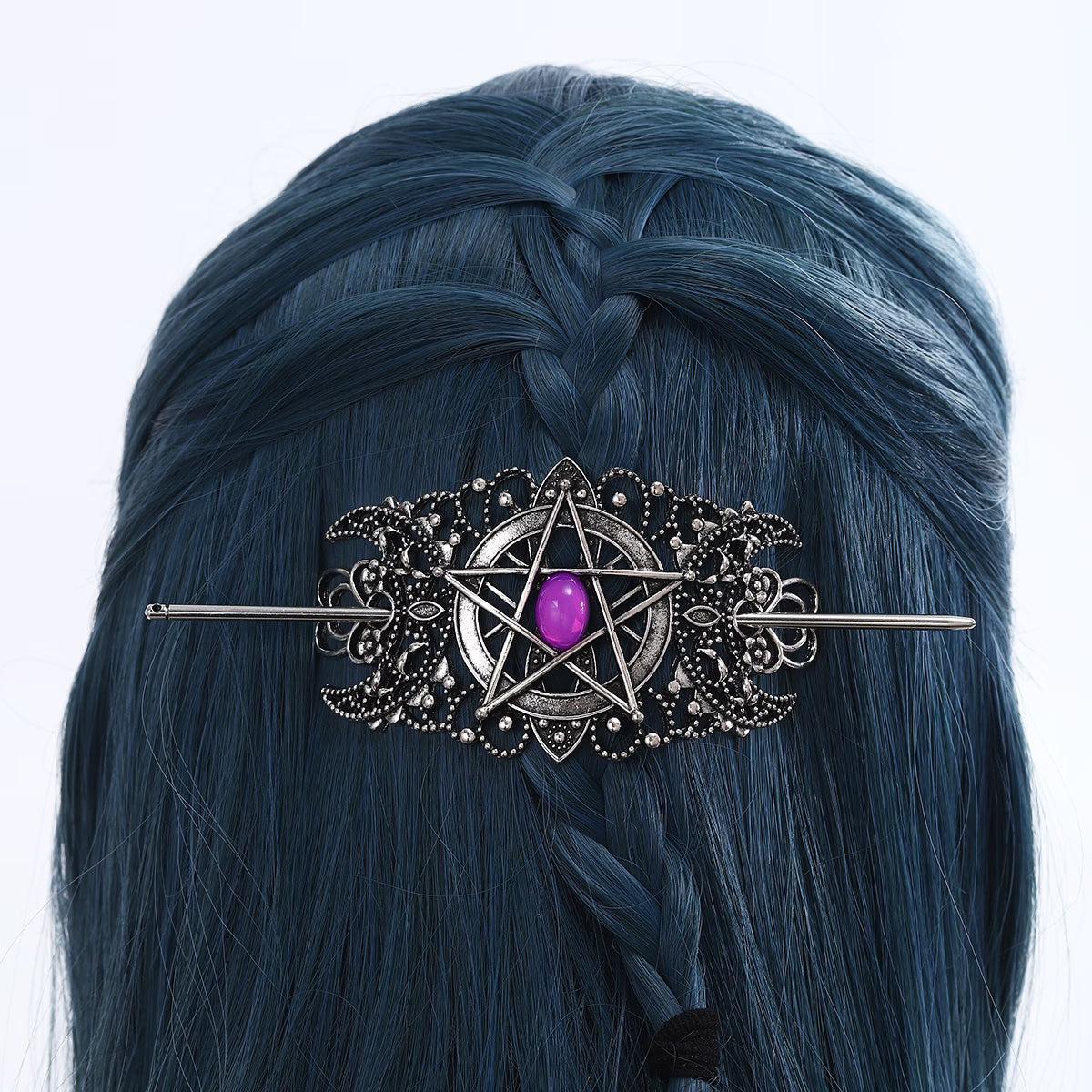 Nordic Style Retro Pentagram Imitation Gemstone Love Hairpin
