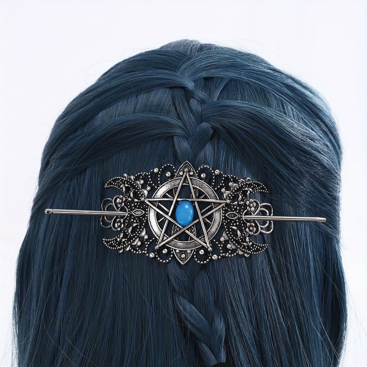 Nordic Style Retro Pentagram Imitation Gemstone Love Hairpin