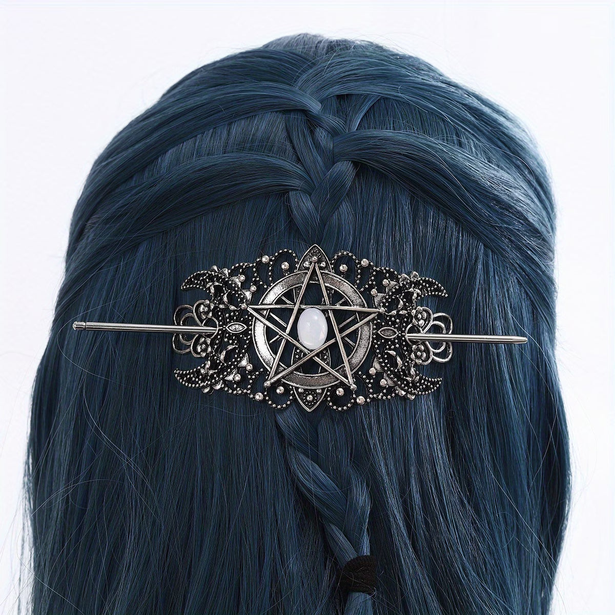 Nordic Style Retro Pentagram Imitation Gemstone Love Hairpin