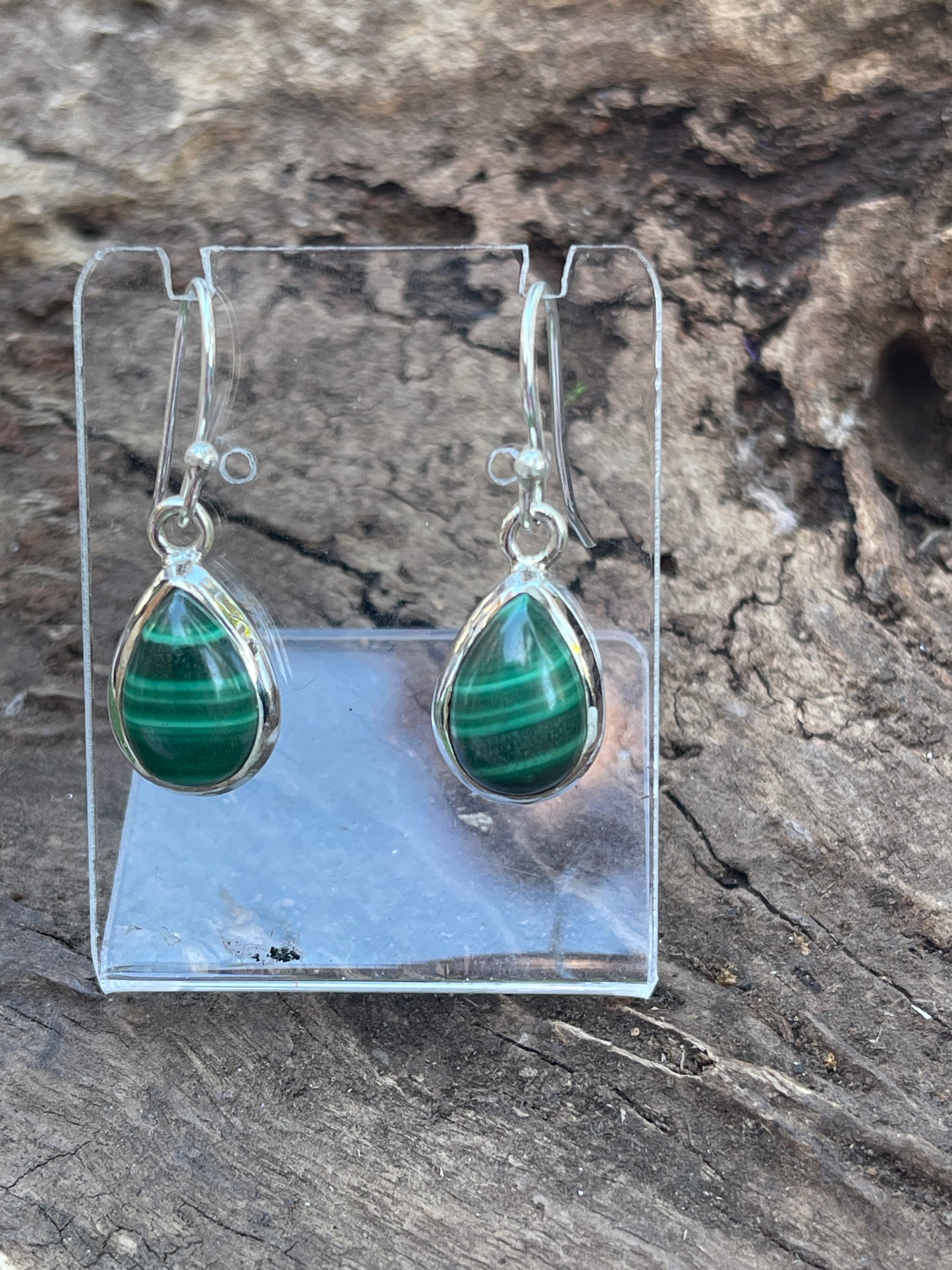 Malachite Sterling Silver Teardrop Earrings