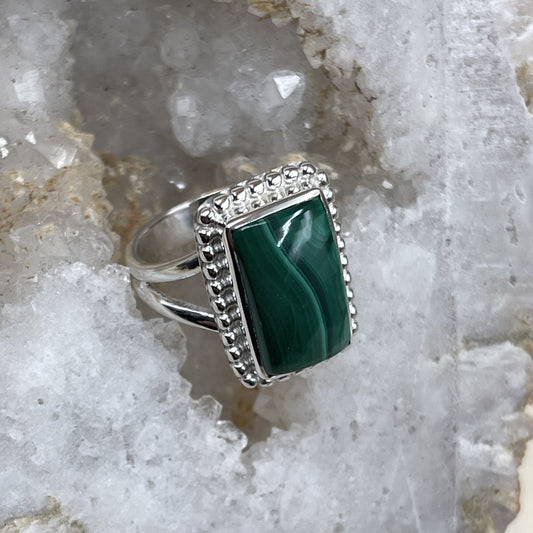 Malachite Filigree Sterling Silver Ring