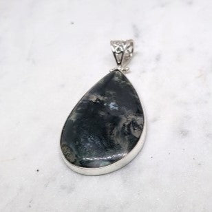 Moss Agate Pendant Sterling Silver