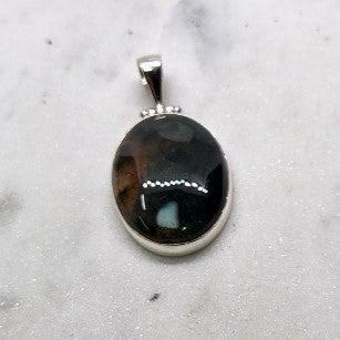 Moss Agate Pendant Sterling Silver