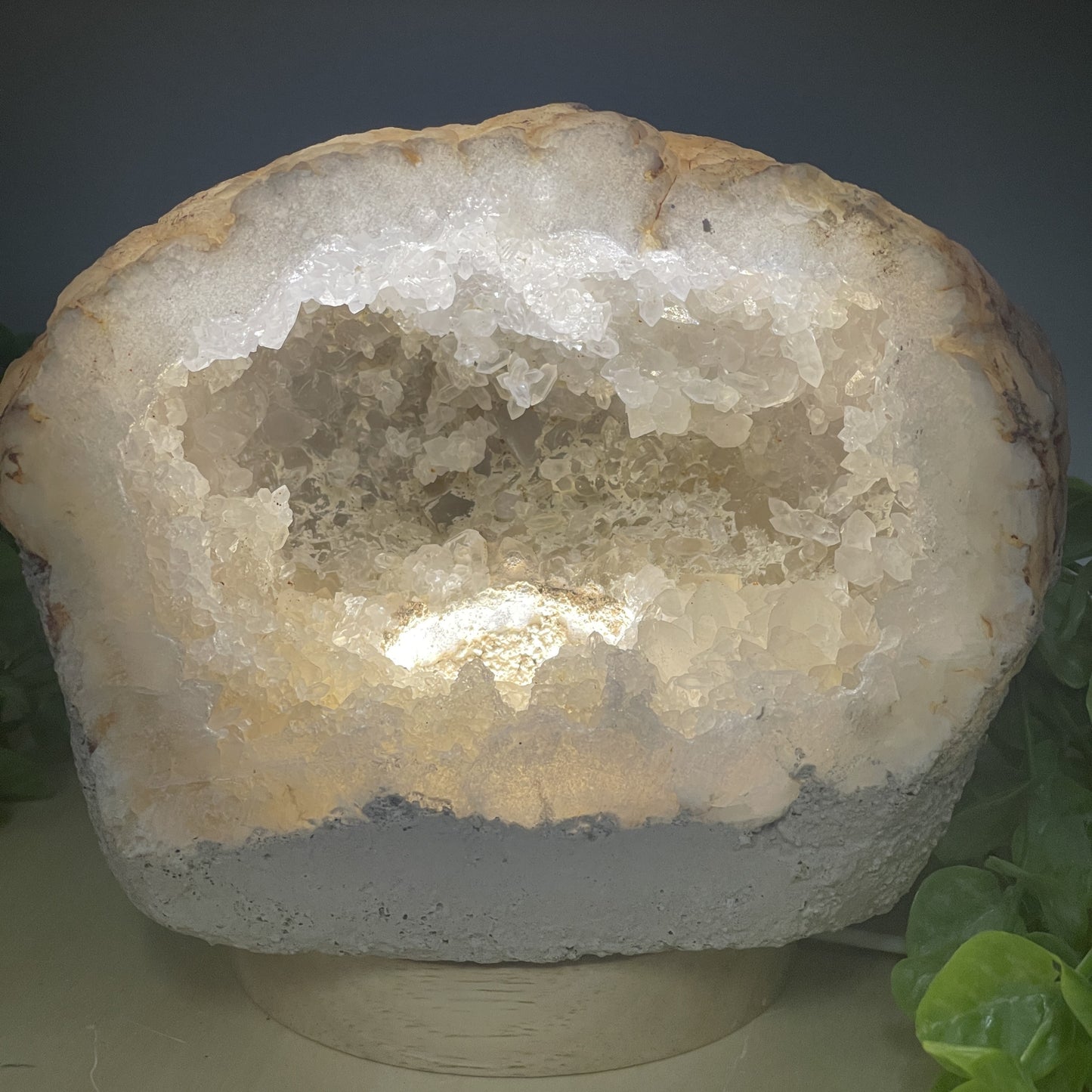 Natural Calcite Geode Lamp With Led Light Base