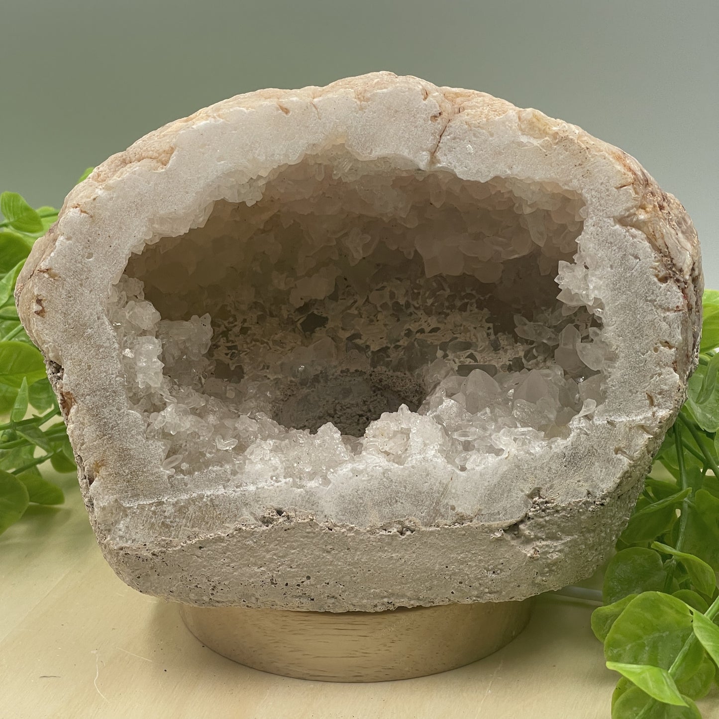 Natural Calcite Geode Lamp With Led Light Base