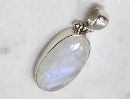 Rainbow Moonstone Pendant Sterling Silver