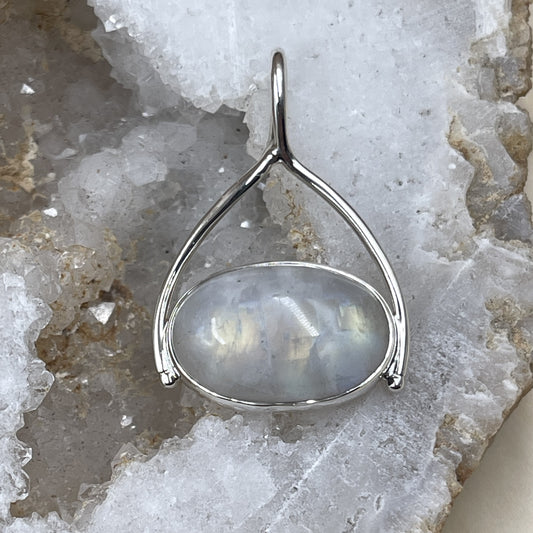 Rainbow Moonstone Pendant Sterling Silver