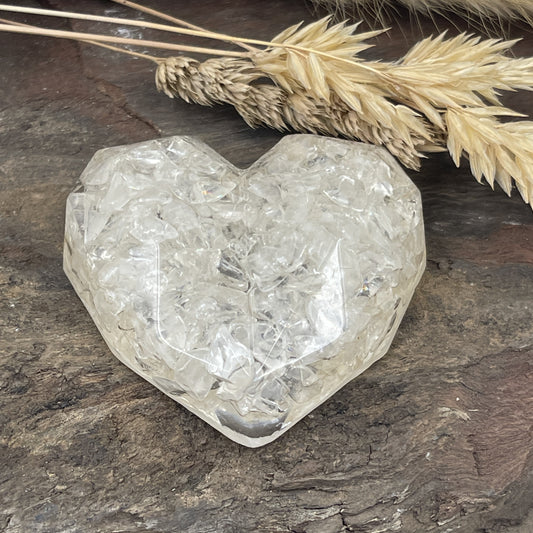 Clear Quartz Resin Heart