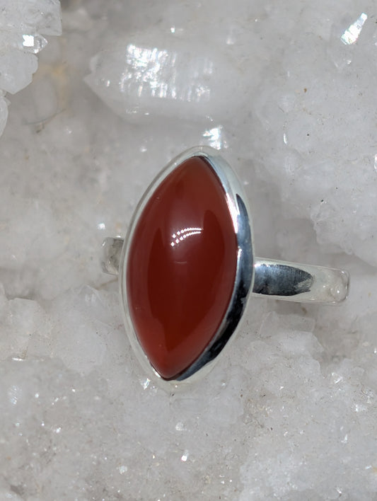 Carnelian Sterling Silver Ring Size 9