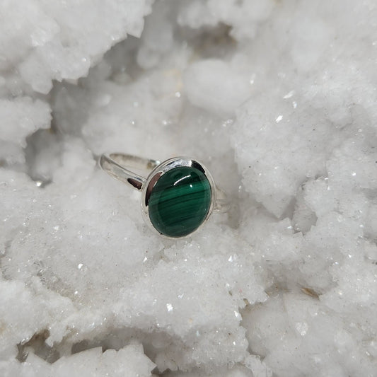 Malachite Sterling Silver Ring (Size 10)