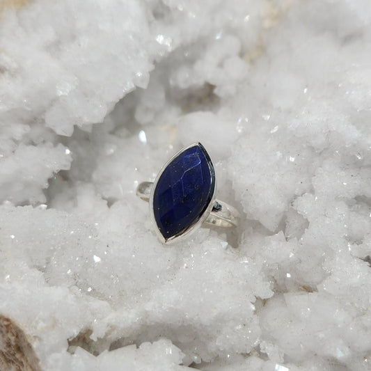 Lapis Lazuli Sterling Silver Faceted Ring (Size 8)