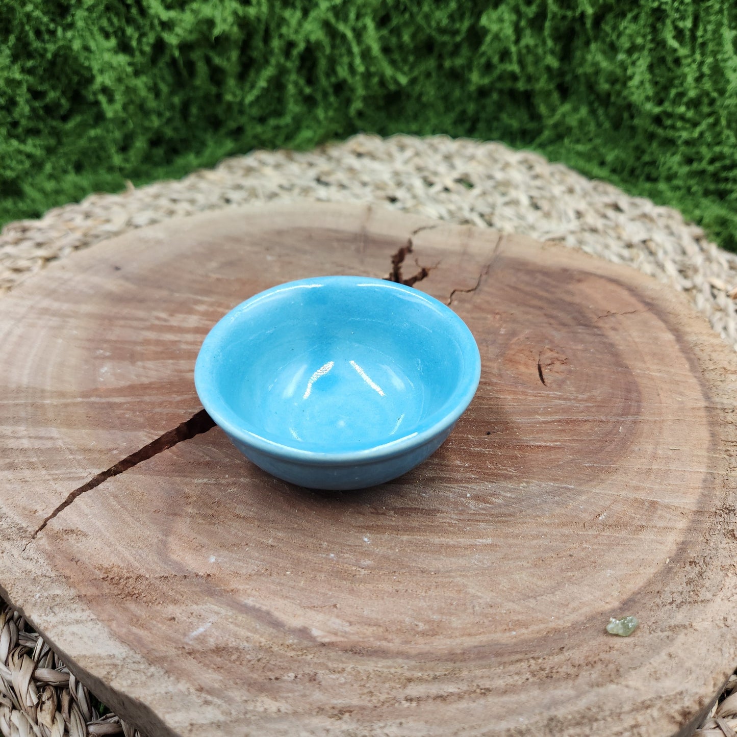 Small Ceramic Cup Incense Burner, Blue,Green, Black & White