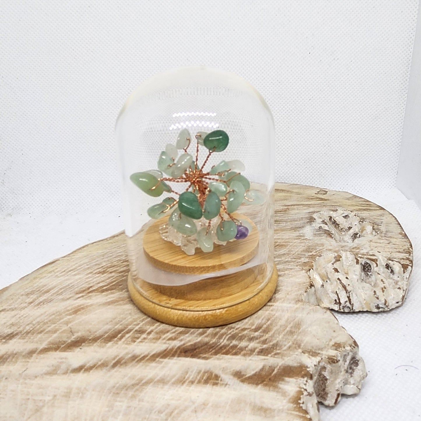 Green Aventurine Tree in a glass dome