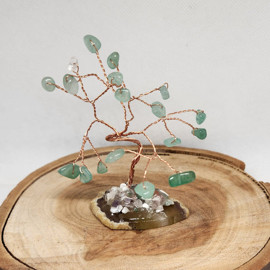 Small Green Aventurine Tree On Agate