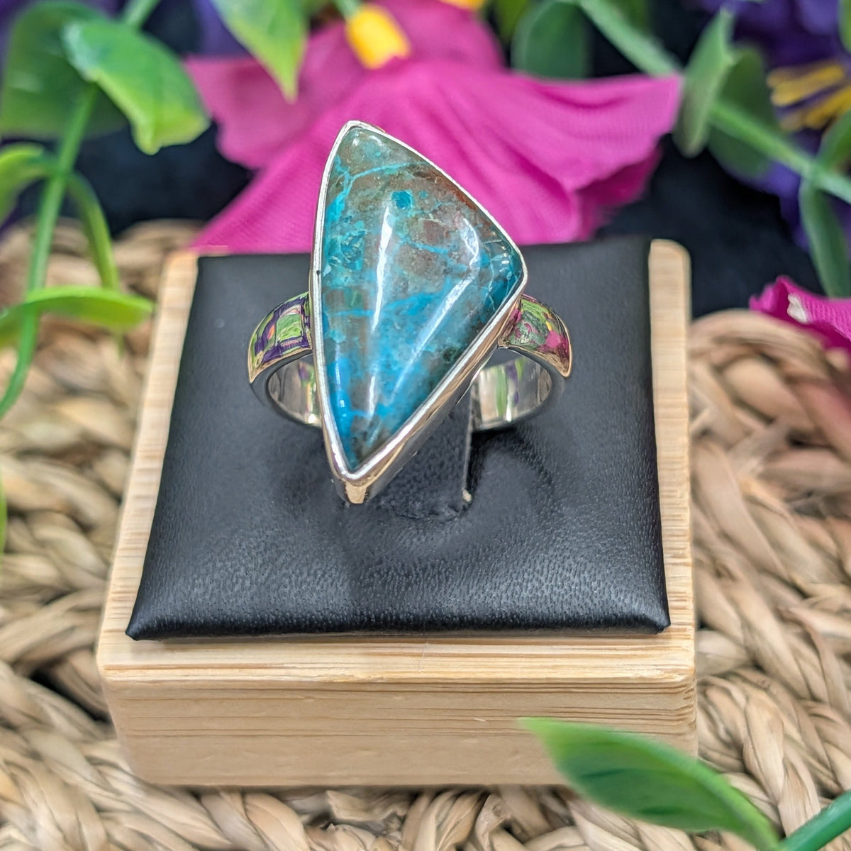 Chrysocolla Sterling Silver Ring (Size 8)