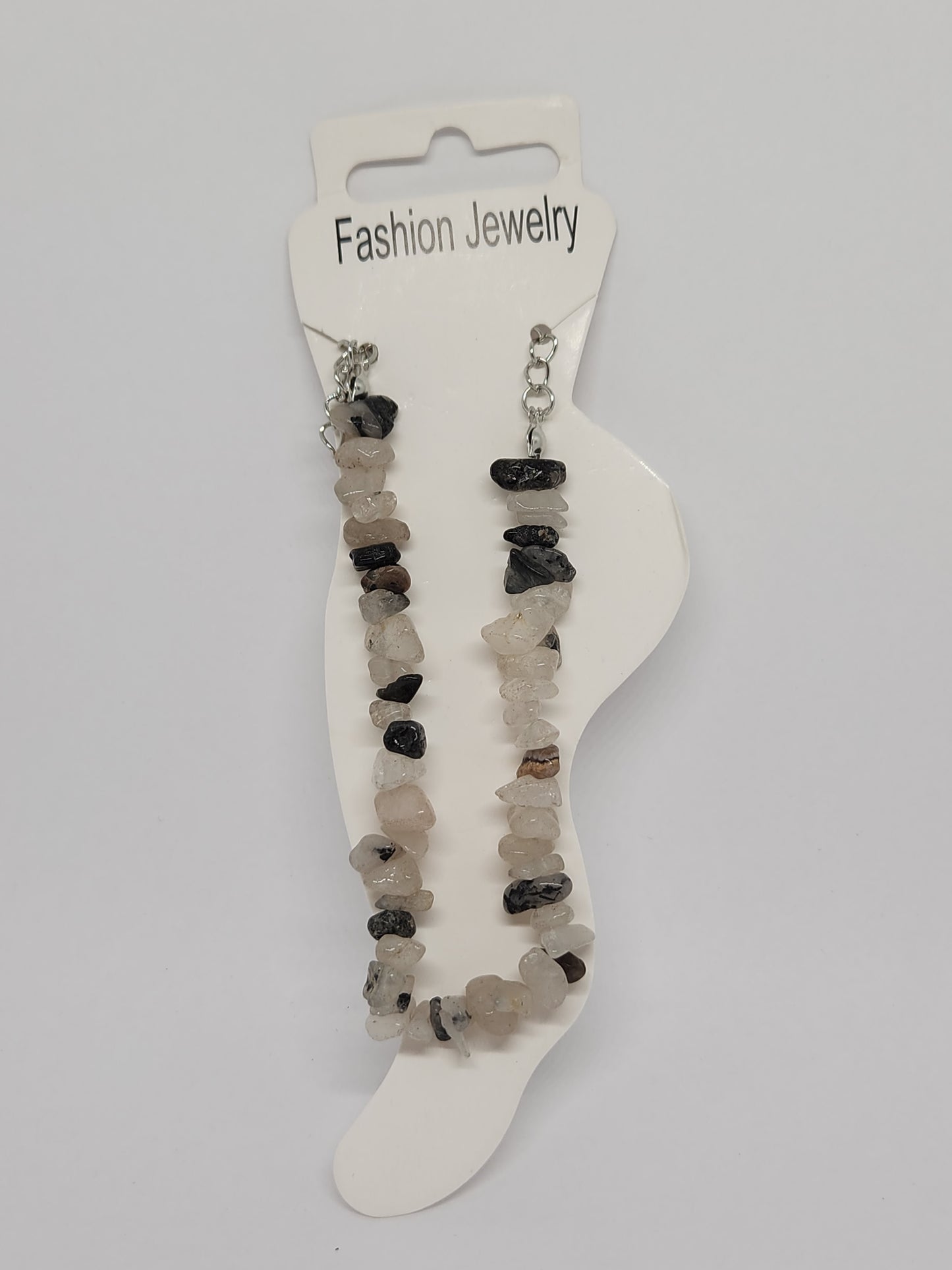 Quartz & Black Tourmaline Chip Bracelet / Anklet