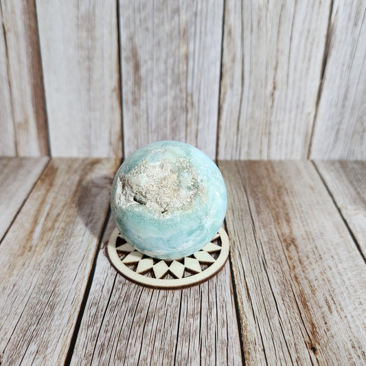 Decorative doorknob on a wooden door