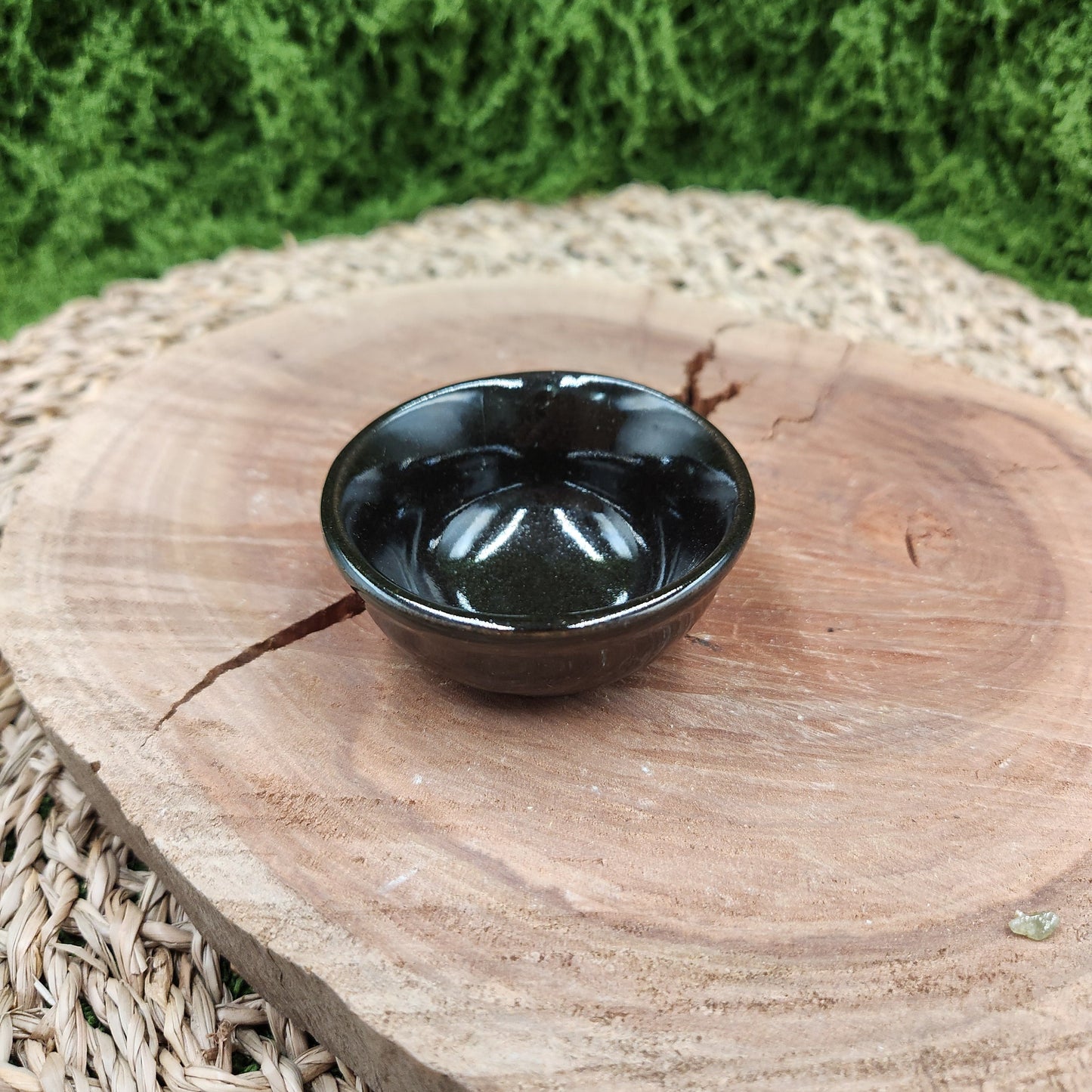 Small Ceramic Cup Incense Burner, Blue,Green, Black & White