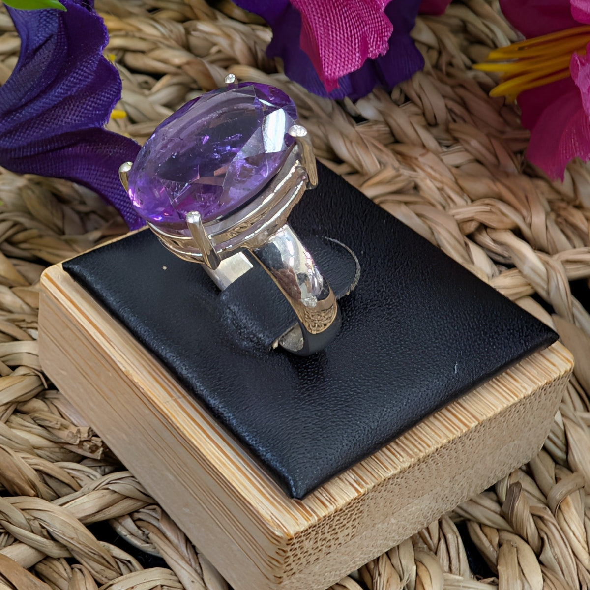 Amethyst Faceted Sterling Silver Rings