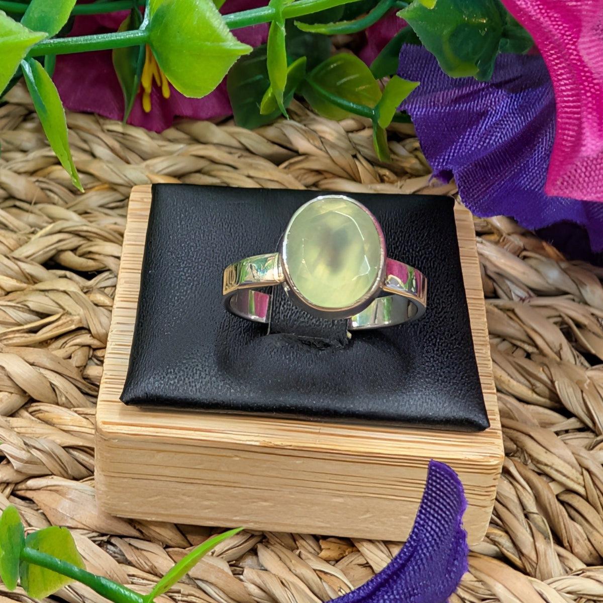 Sterling Silver Prehnite Ring
