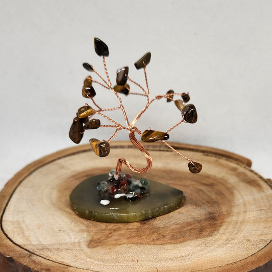 Small Tiger Eye Tree On Agate