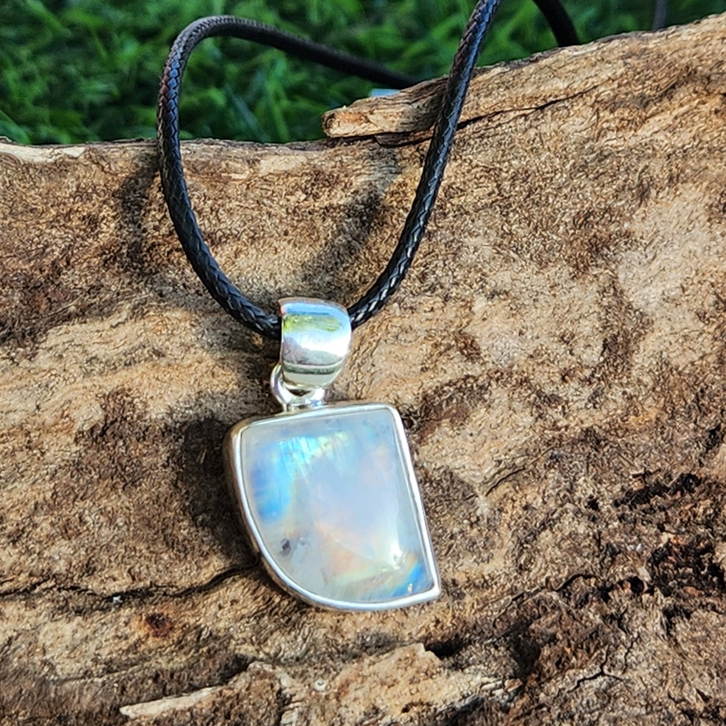 Rainbow Moonstone Pendant Sterling Silver