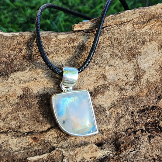Rainbow Moonstone Pendant Sterling Silver